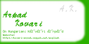 arpad kovari business card